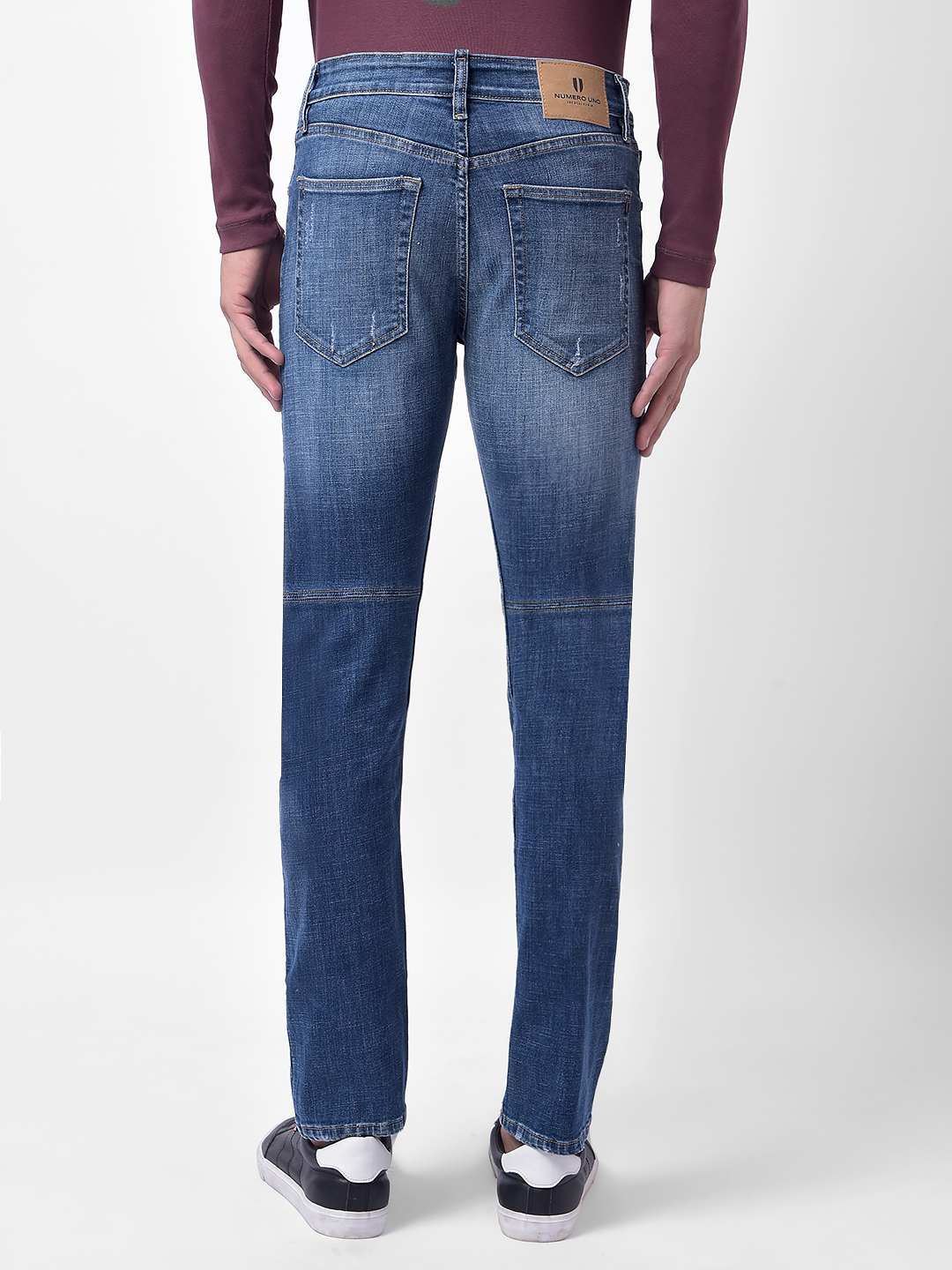 Numero Uno Men Mid Blue Mid Blue Skinny Fit Low Rise Sustainable Jeans